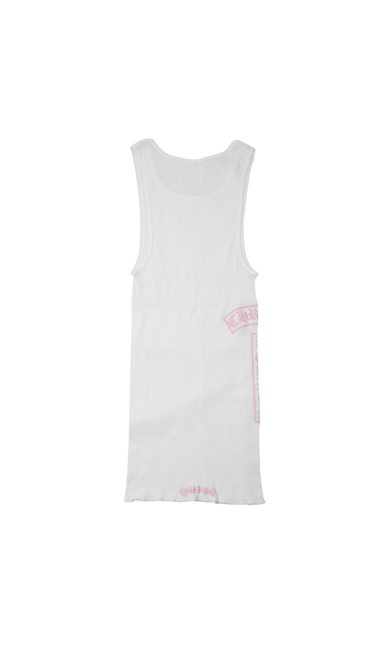 T Bar Rib Tank 'Pink/White'