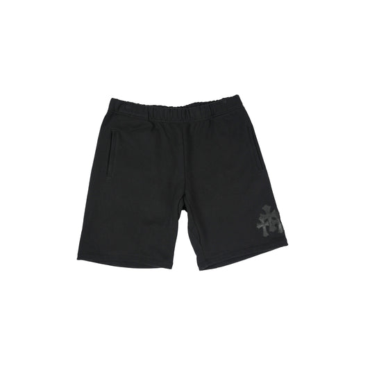 Black Cemetery Leather Cross Patch Paper Jam Shorts