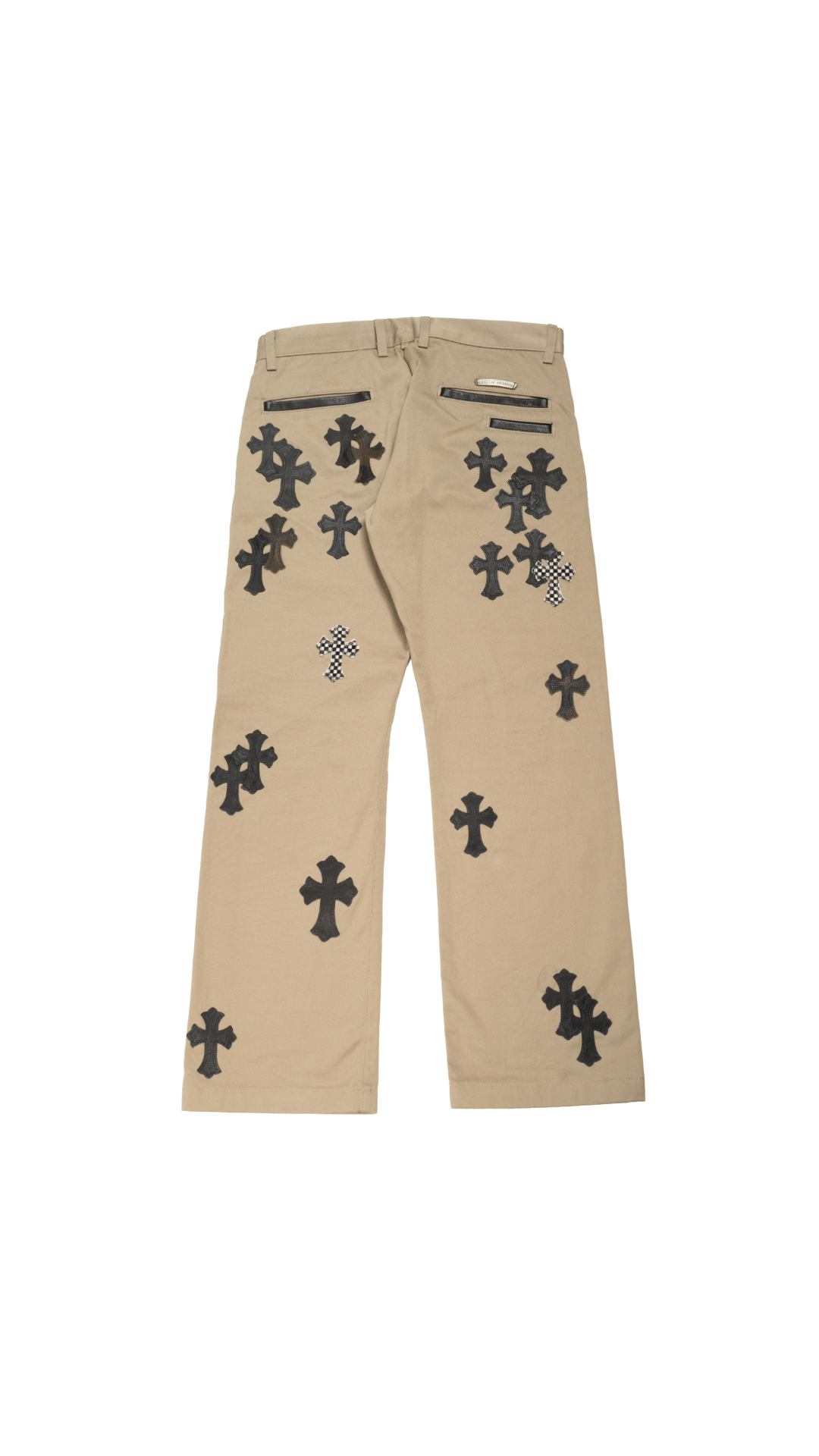 Black & Checkerboard Cross Patch Chino Pants