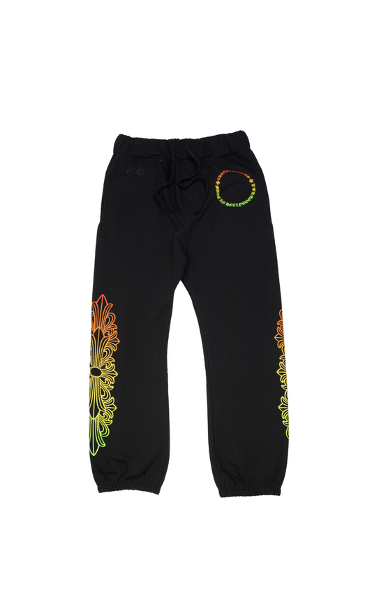 Black Gradient Floral Sweatpants
