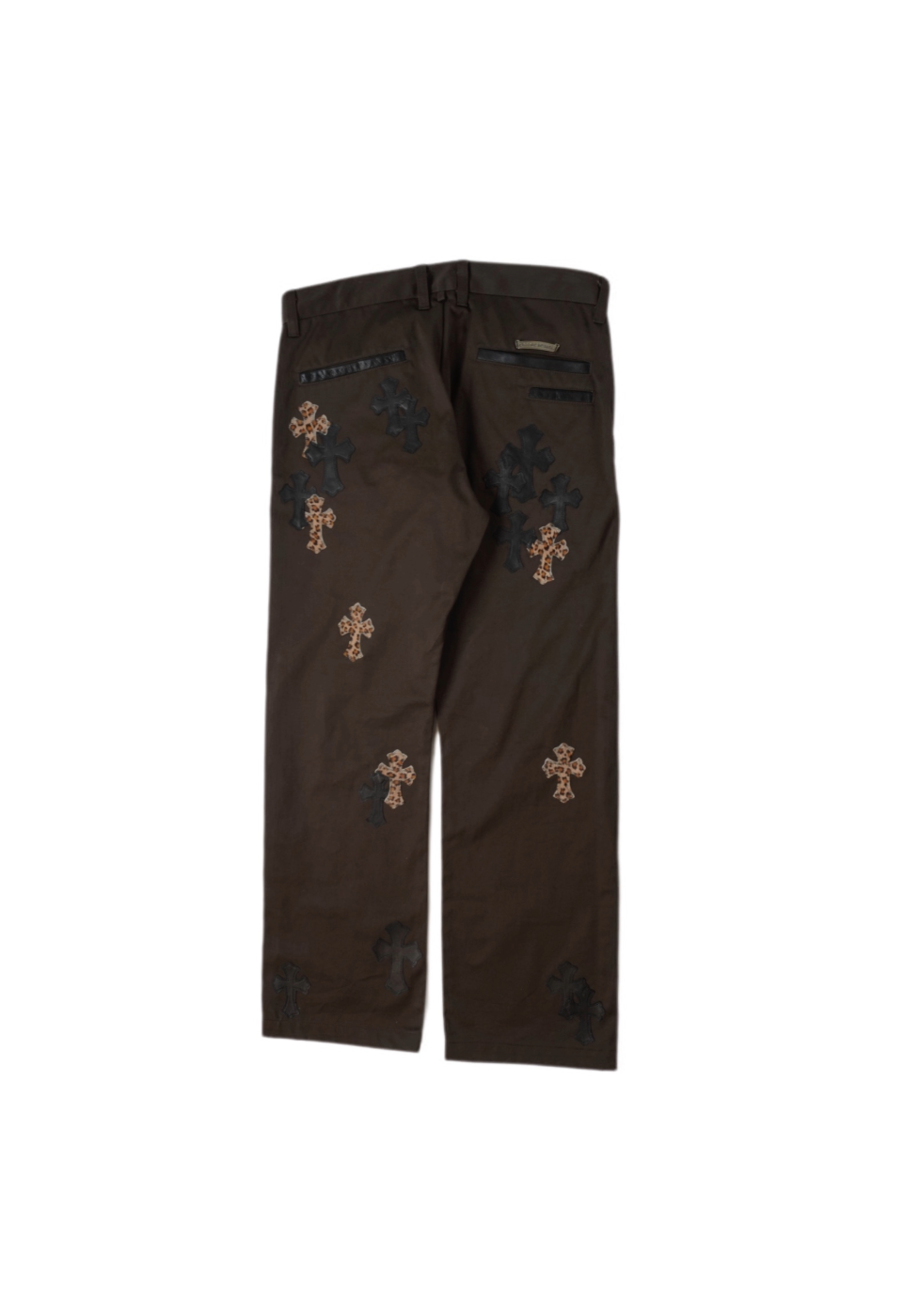 Brown Cheetah Cross Patch Chino Pants