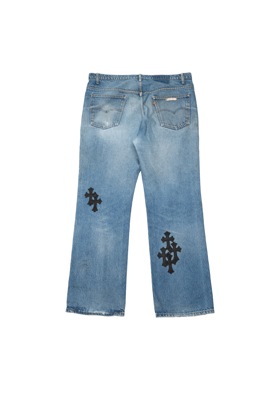 Denim 'Flooded Front' Black Cross Patch Jeans