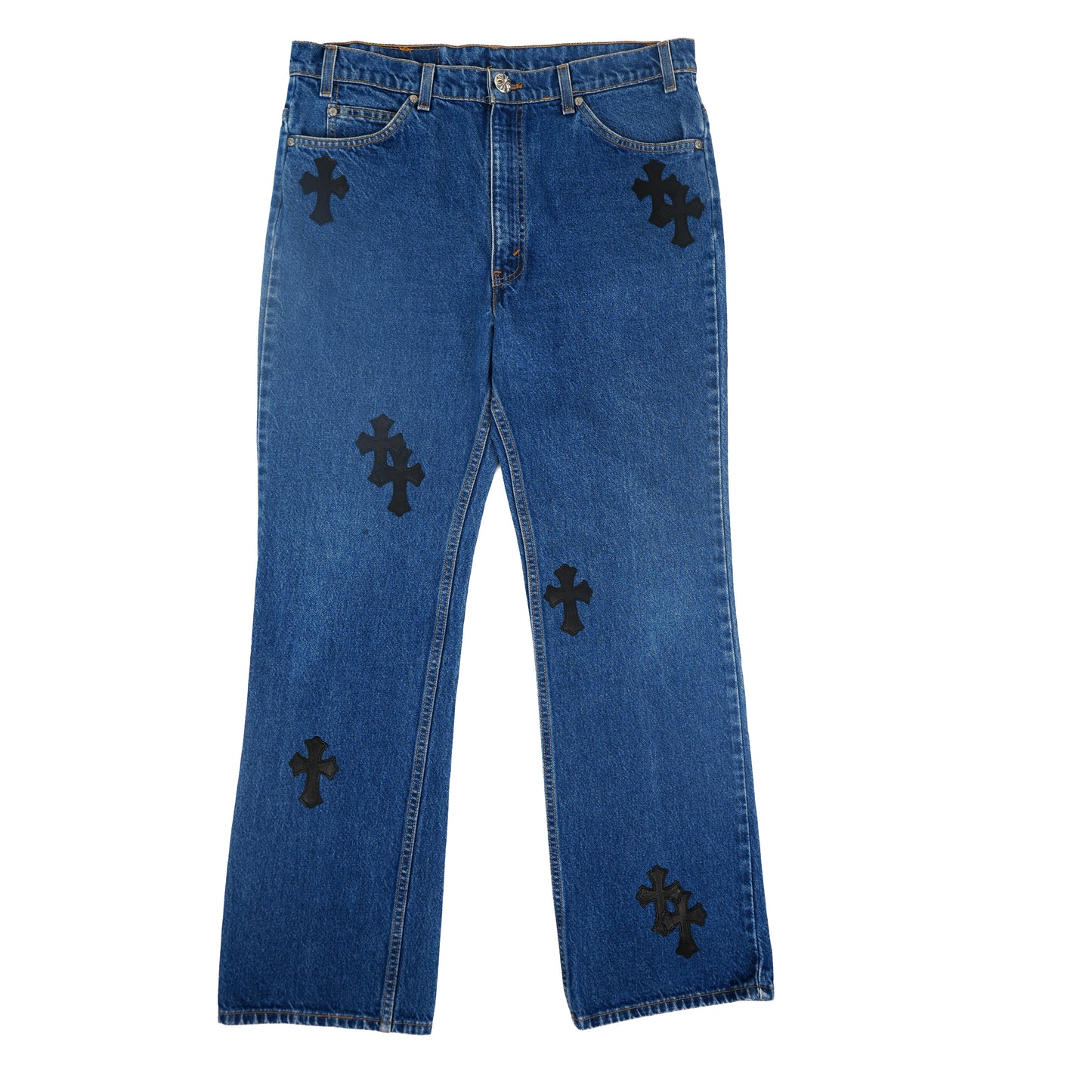 517 Levi's Black Cross Patch Jeans
