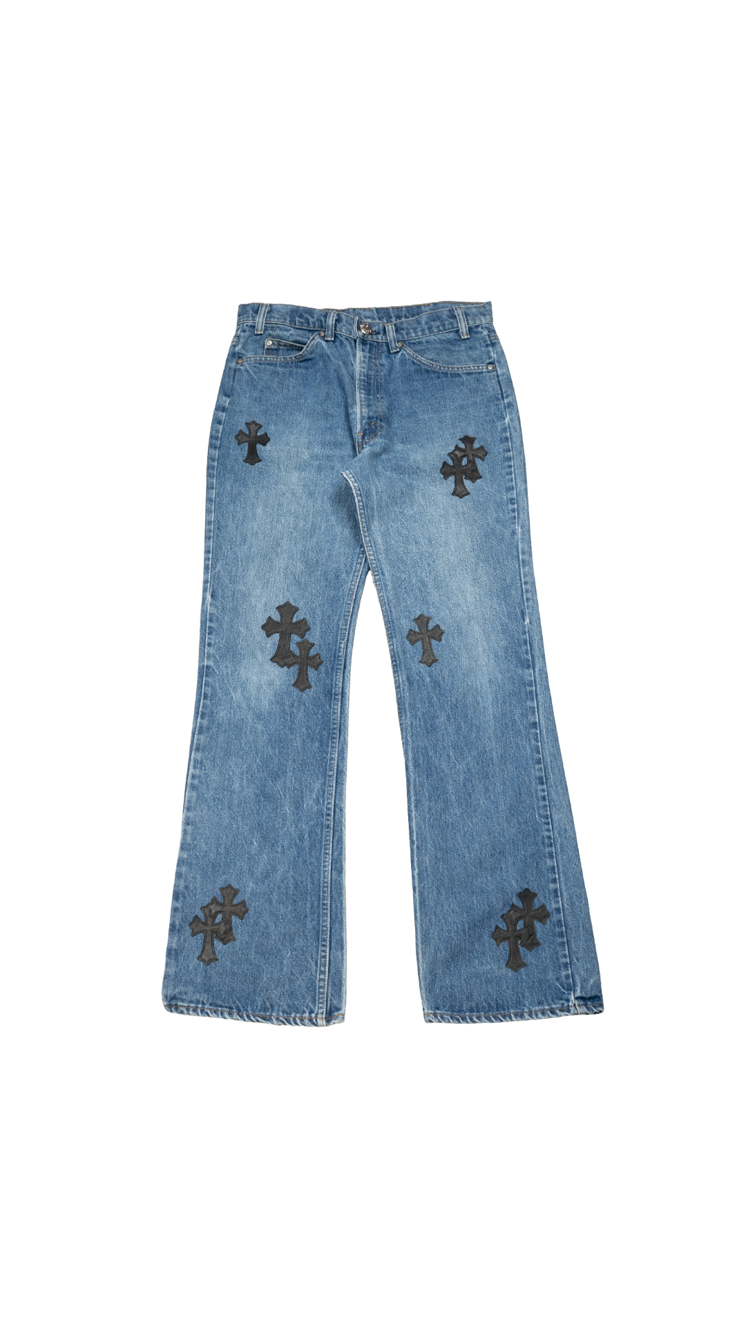 517 Levi's Black Cross Patch Jeans