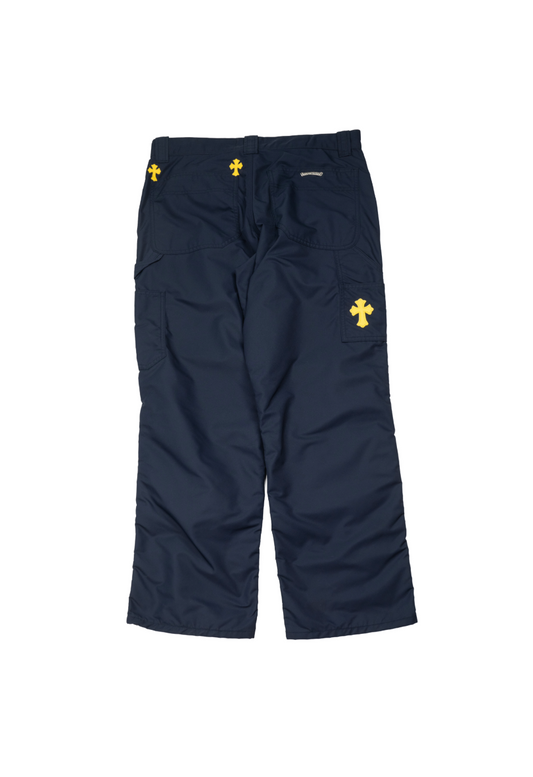 Nylon and Leather Double Knee Pants 'Navy'