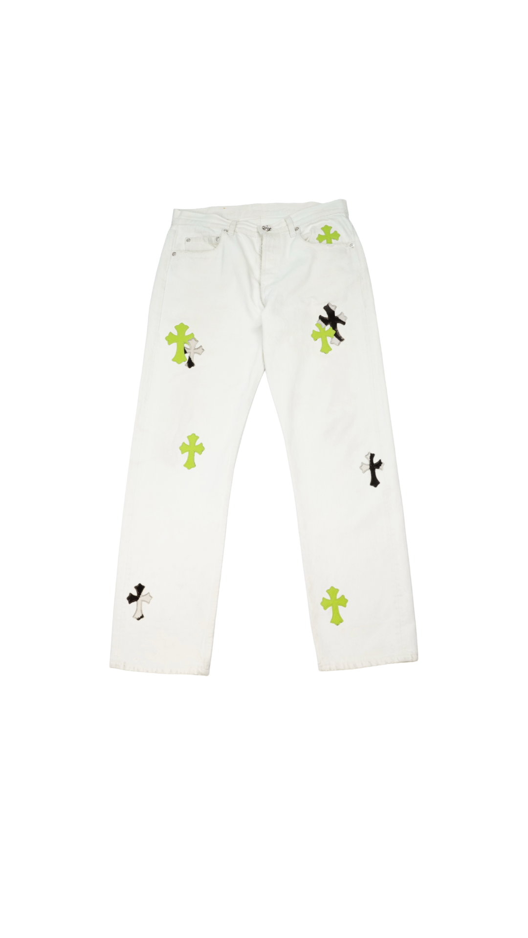 Zebra Green Cross Patch White Levi's Denim Jeans
