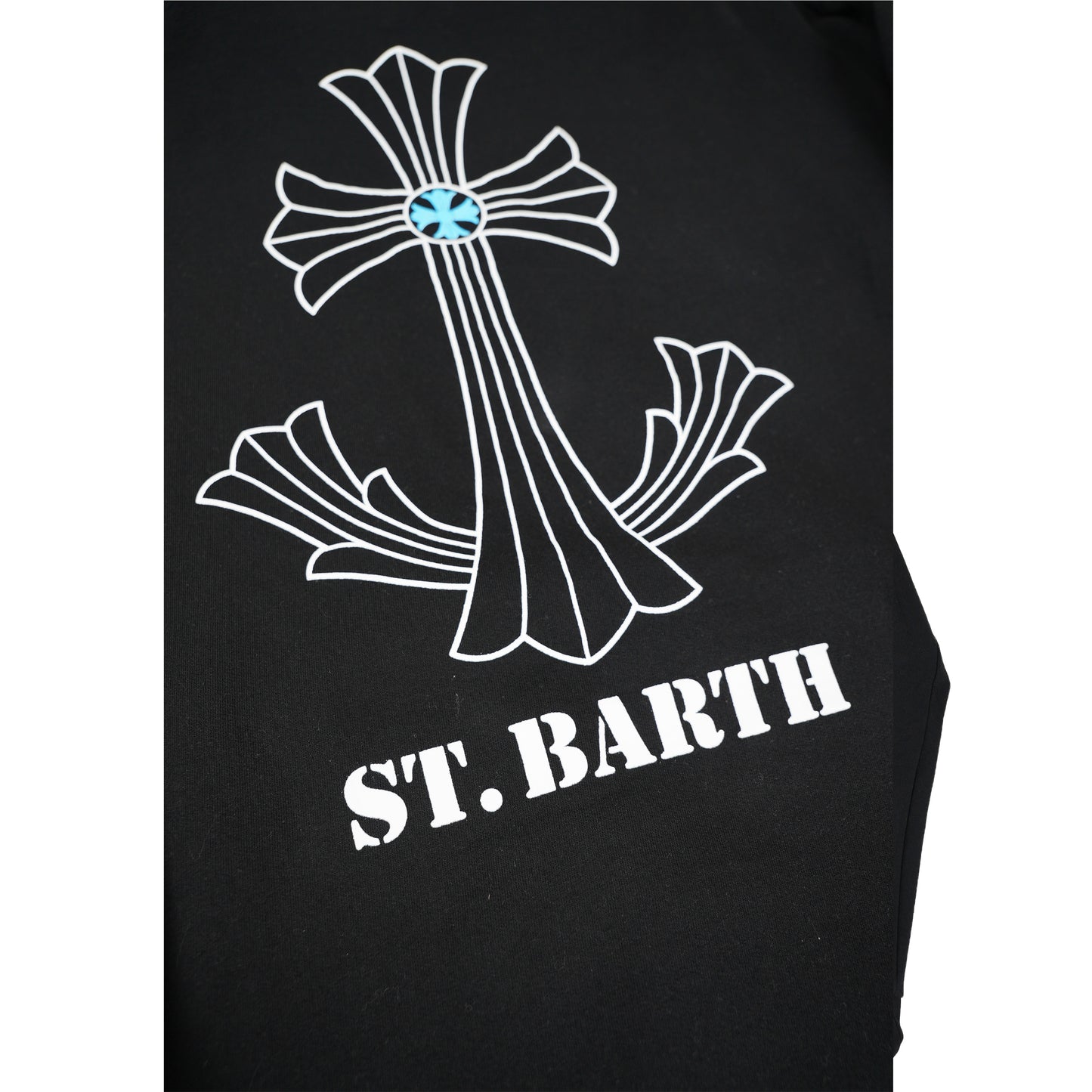 St Barth Exclusive Black Anchor Cross Hoodie