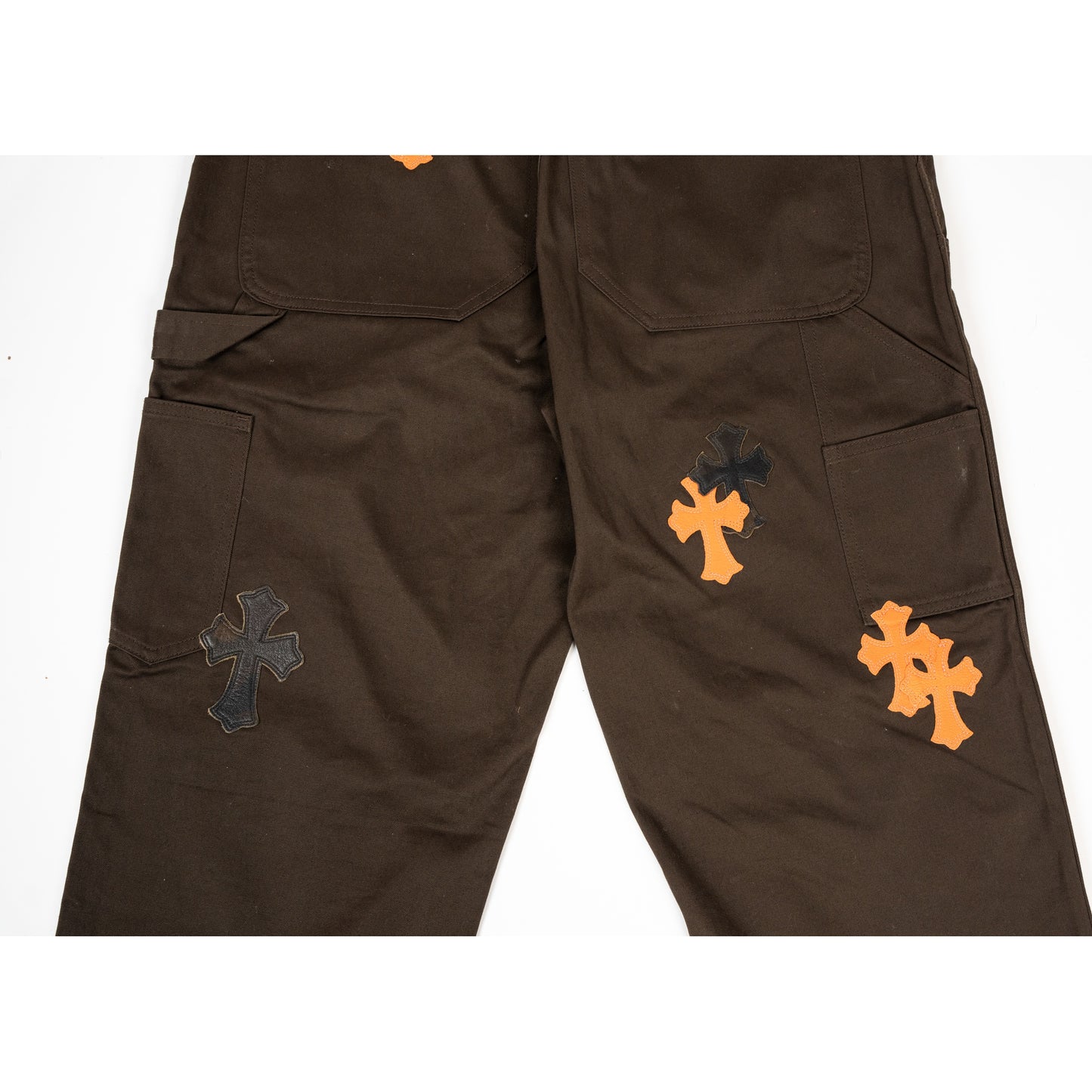 Brown Orange Cross Patch Carpenter Pants