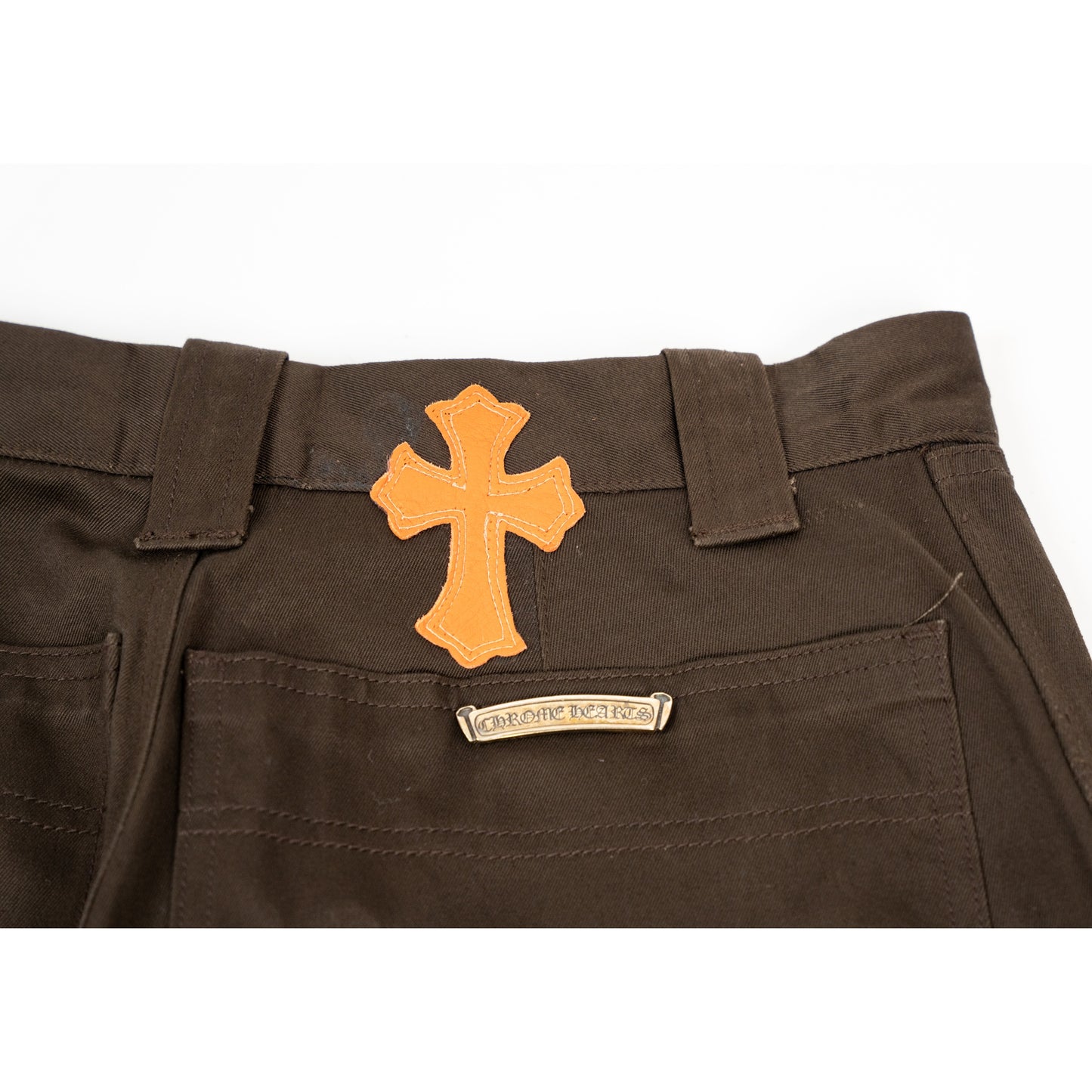 Brown Orange Cross Patch Carpenter Pants