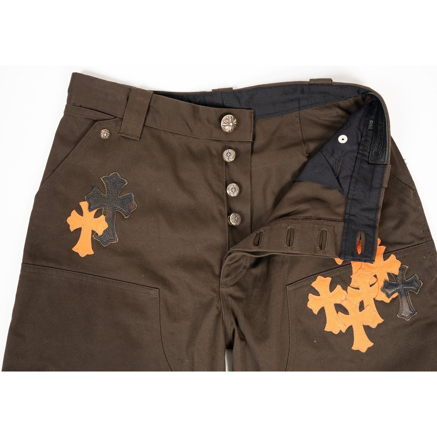 Brown Orange Cross Patch Carpenter Pants
