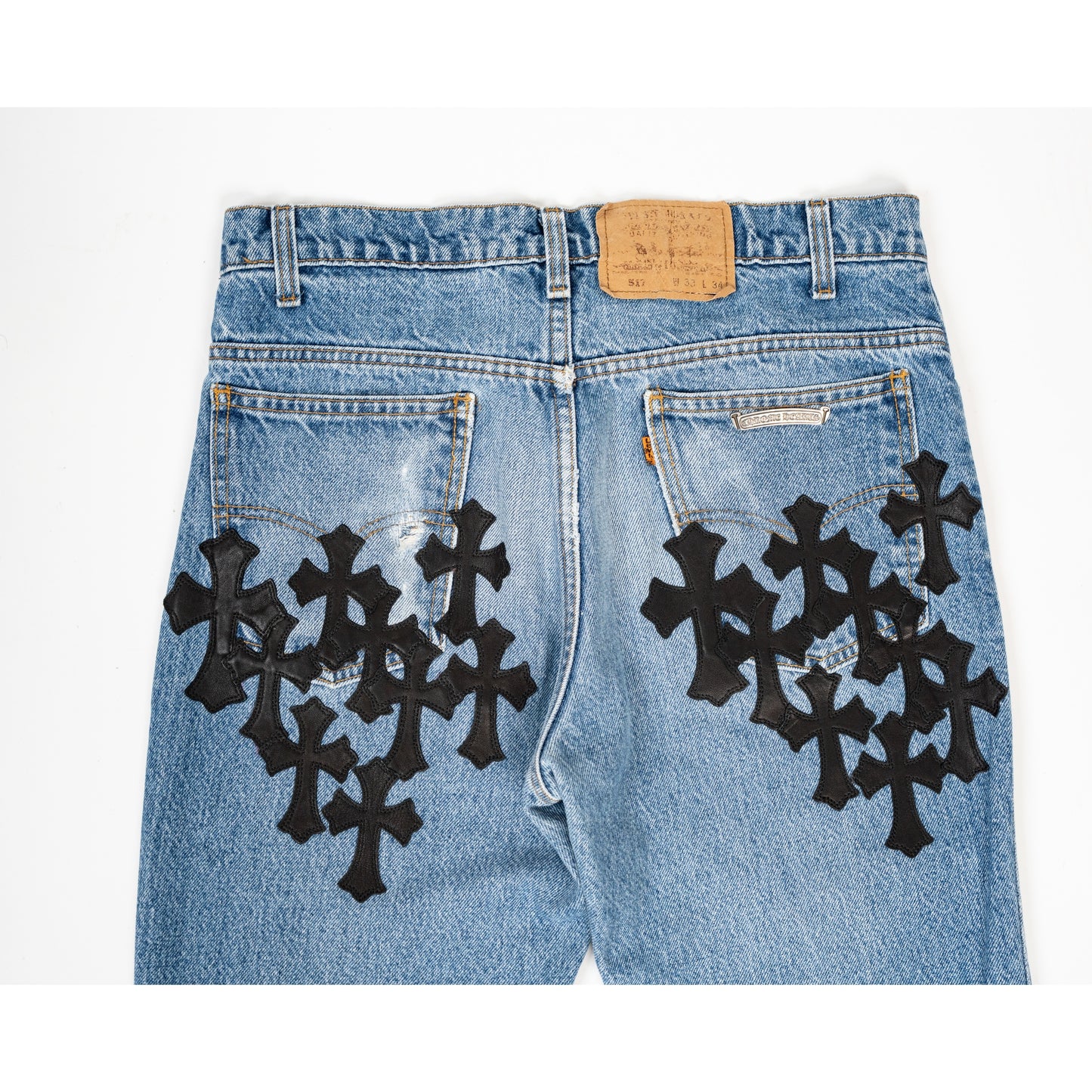 Denim 'Ass Flood' Black Cross Patch Jeans