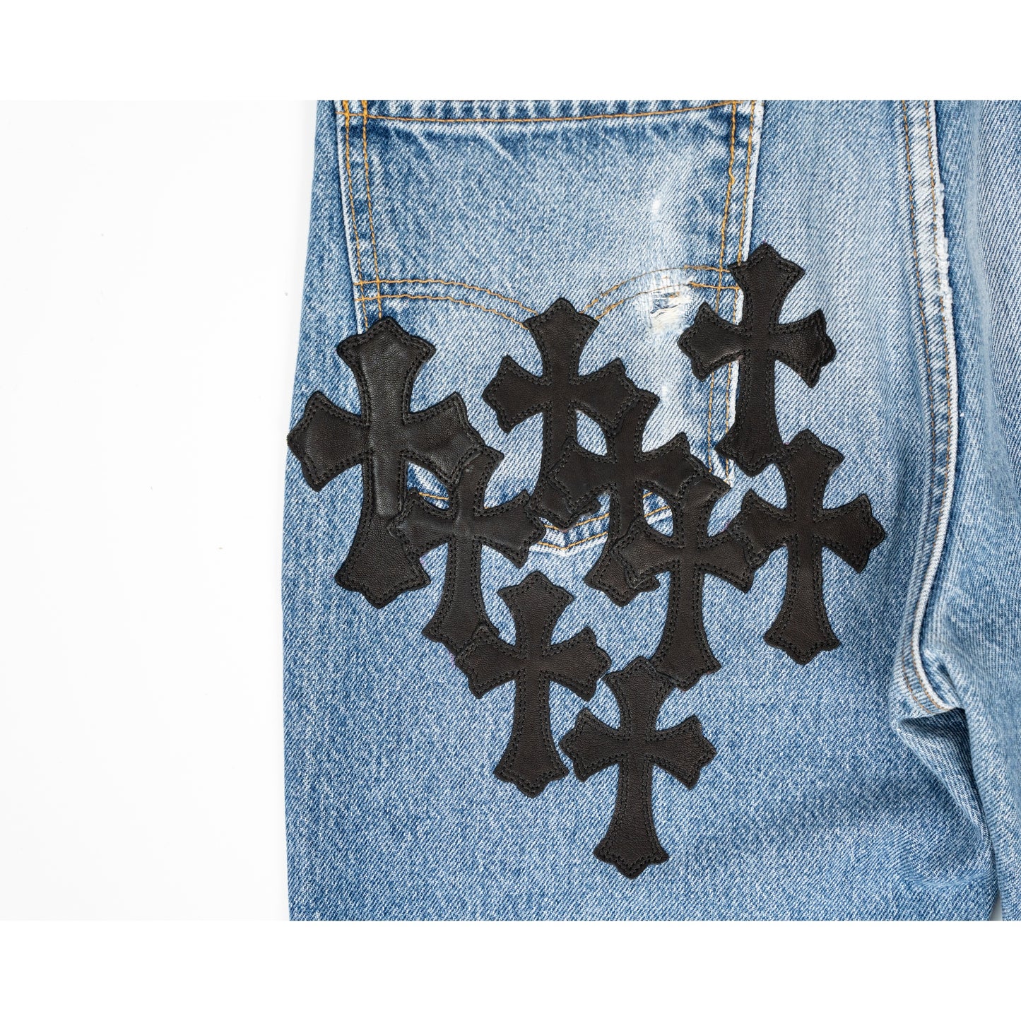 Denim 'Ass Flood' Black Cross Patch Jeans