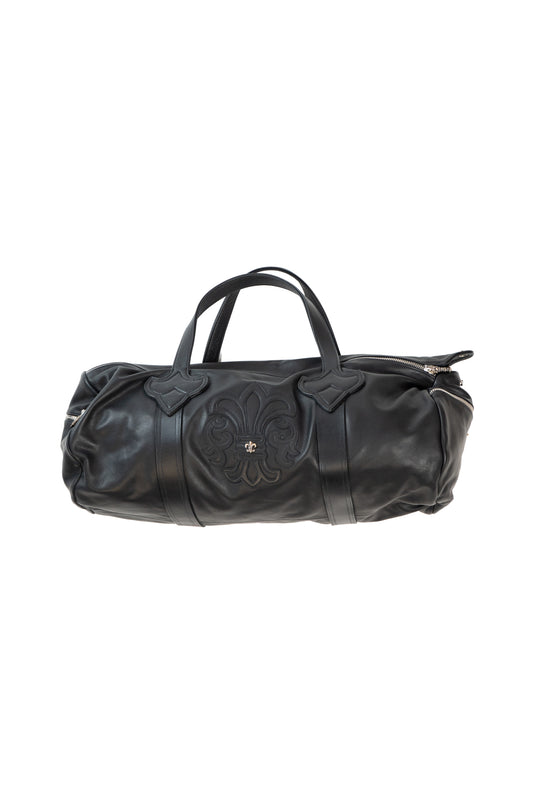 Black Leather Fluer Duffel Bag