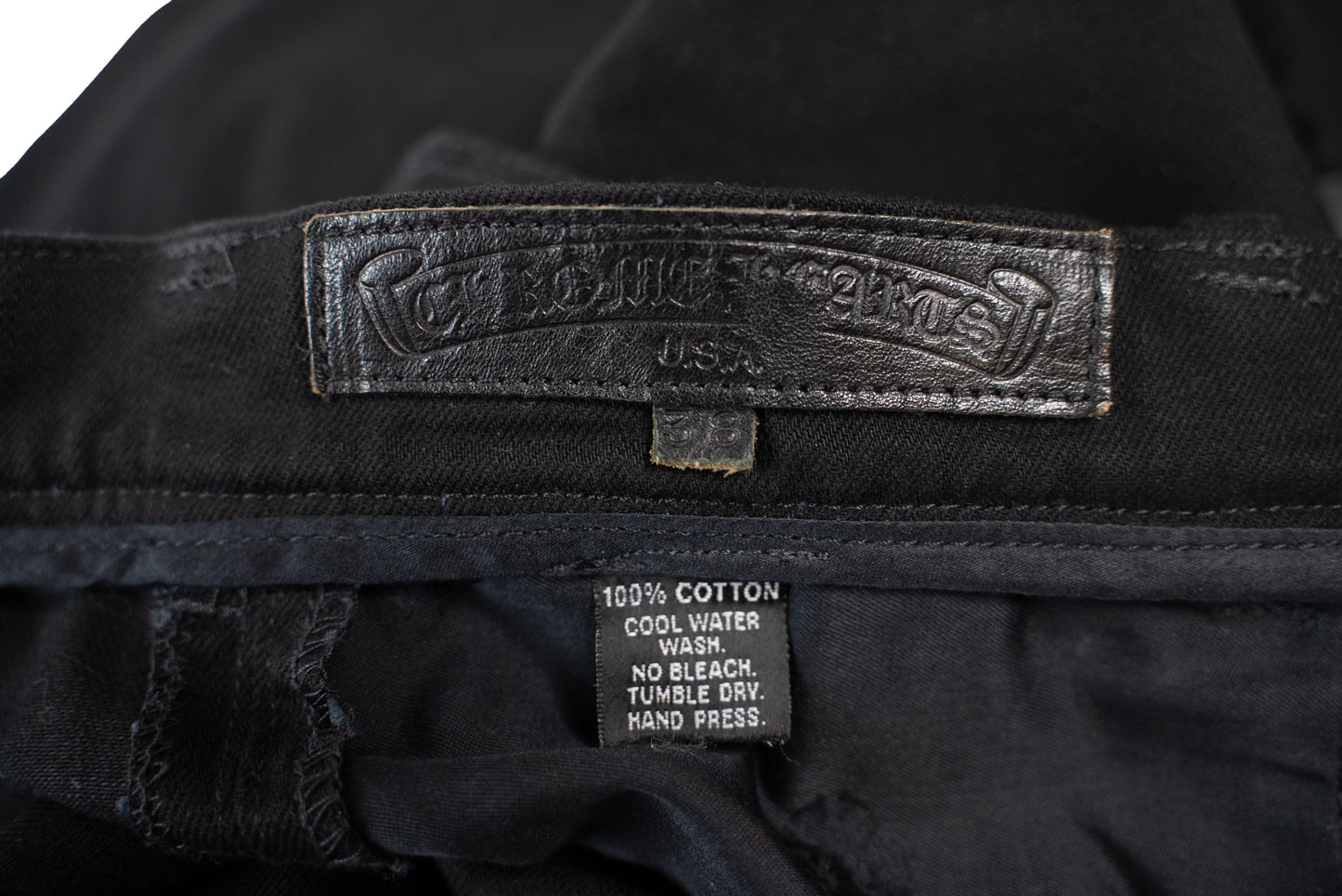 Black Leather Patch Pocket Fleur Cargo Pants