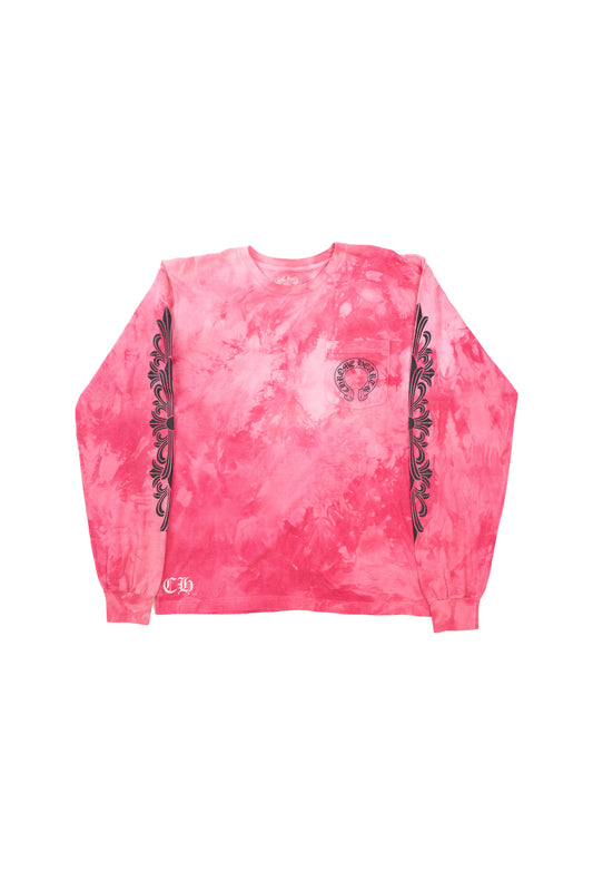 Pink Tie Dye Horseshoe Floral Long sleeve