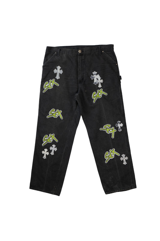 Carhartt Black Sex Records Camo Cross Patch Carpenter Pants