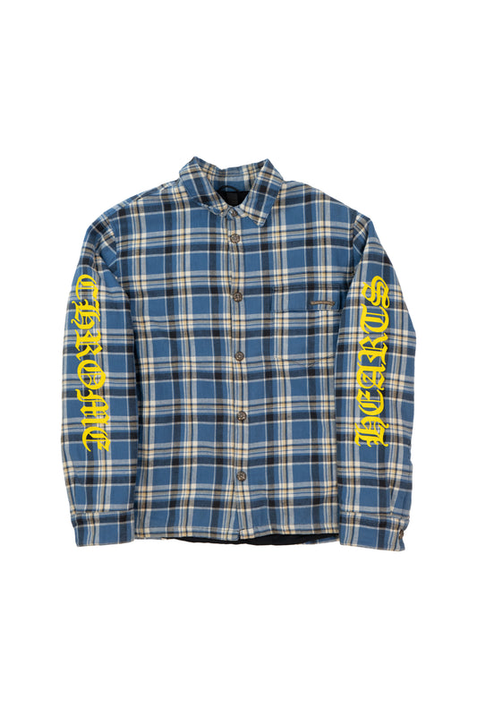 Blue Yellow Sleeve Plaid Fannel Jacket