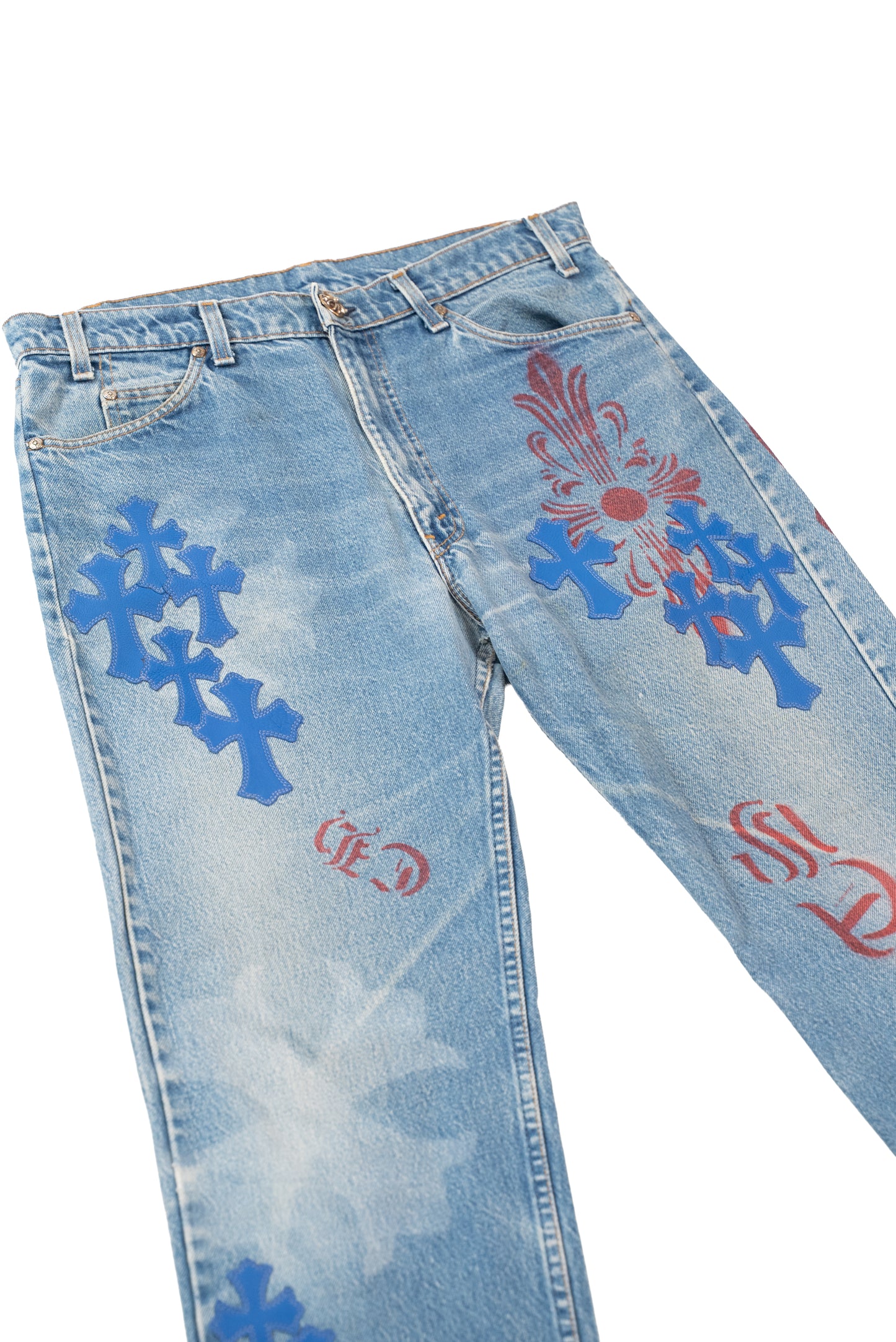 Blue Levi's Stencil Cross Patch Jeans