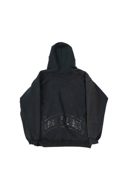 Black Scroll Logo Vintage Hoodie