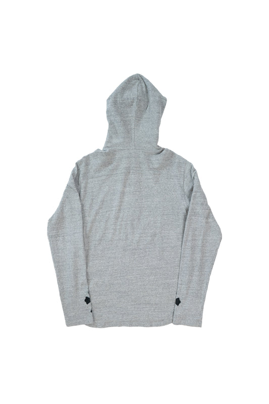 Grey Vintage Black Leather Silver Cross Patch Quater Zip