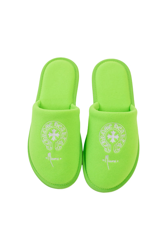 Green Embroidered Hotel Slippers