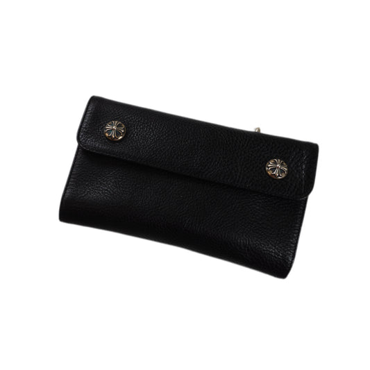 Grained Calfskin Dagger Long Wallet Black