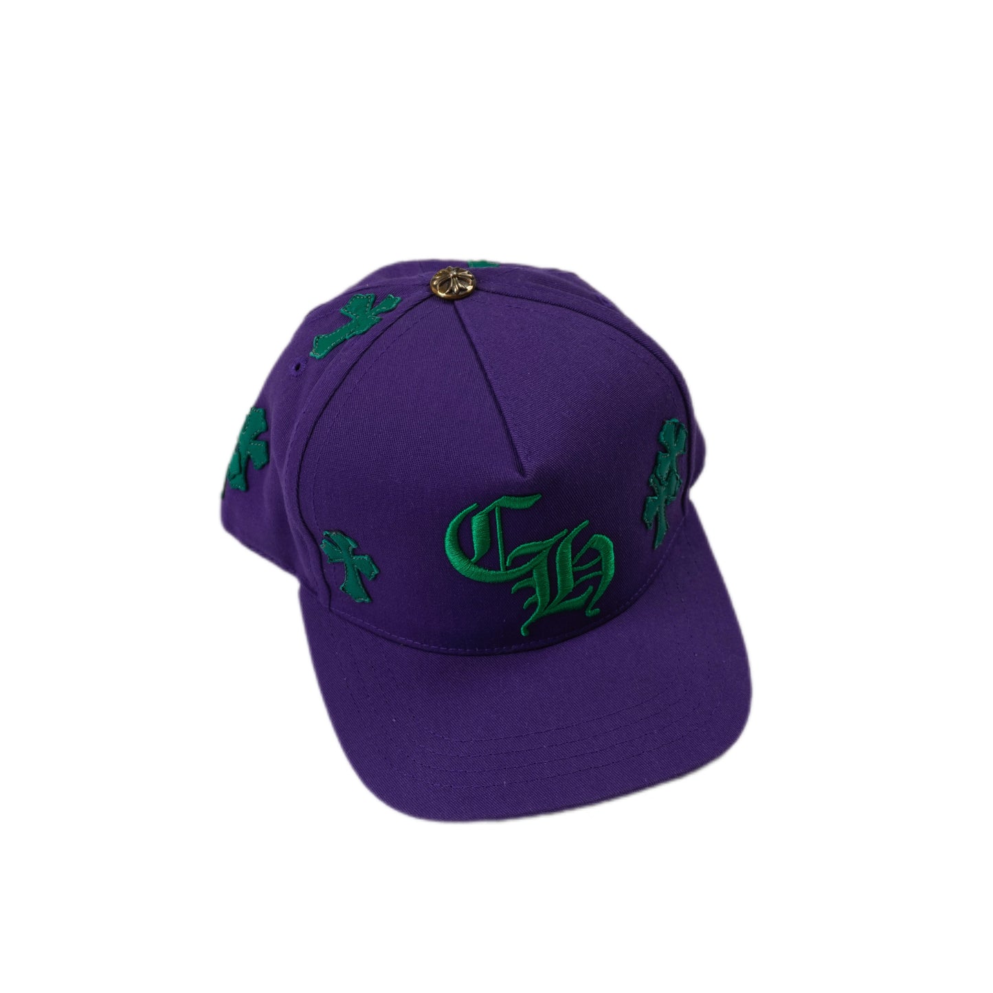 CH Embroidered Green Cross Patch Purple Cap