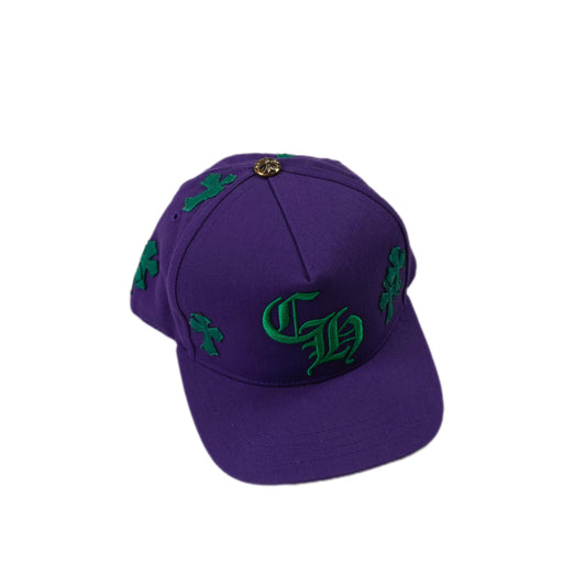 CH Embroidered Green Cross Patch Purple Cap