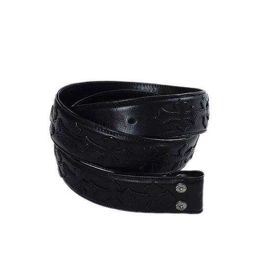 Black Cemetery Cross Patch Leather Strap