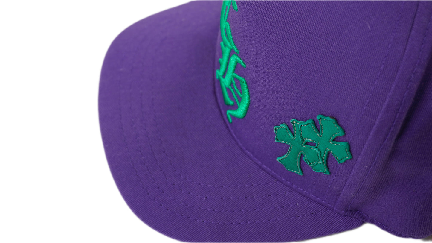 CH Embroidered Green Cross Patch Purple Cap