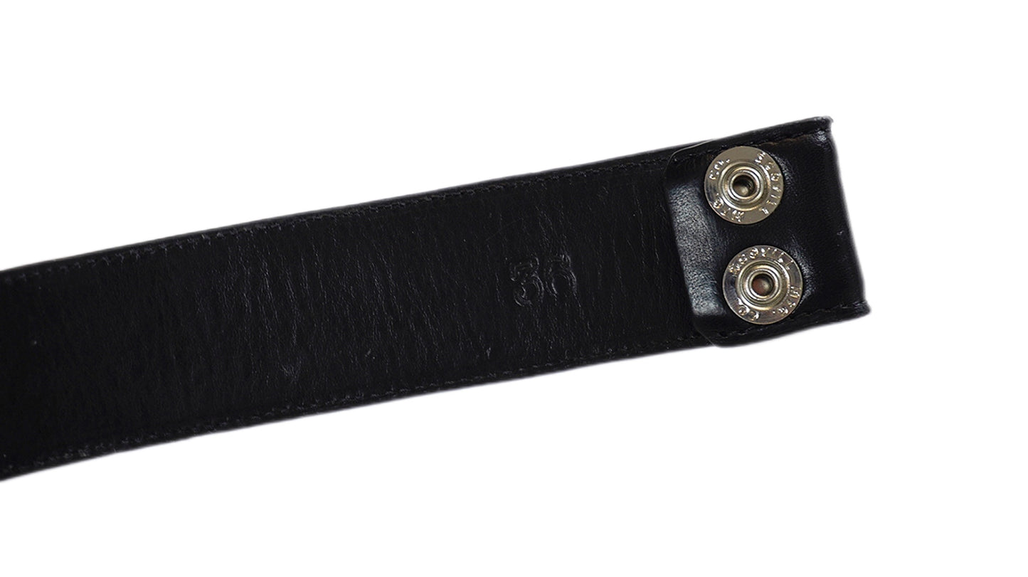 Black Cemetery Cross Patch Leather Strap