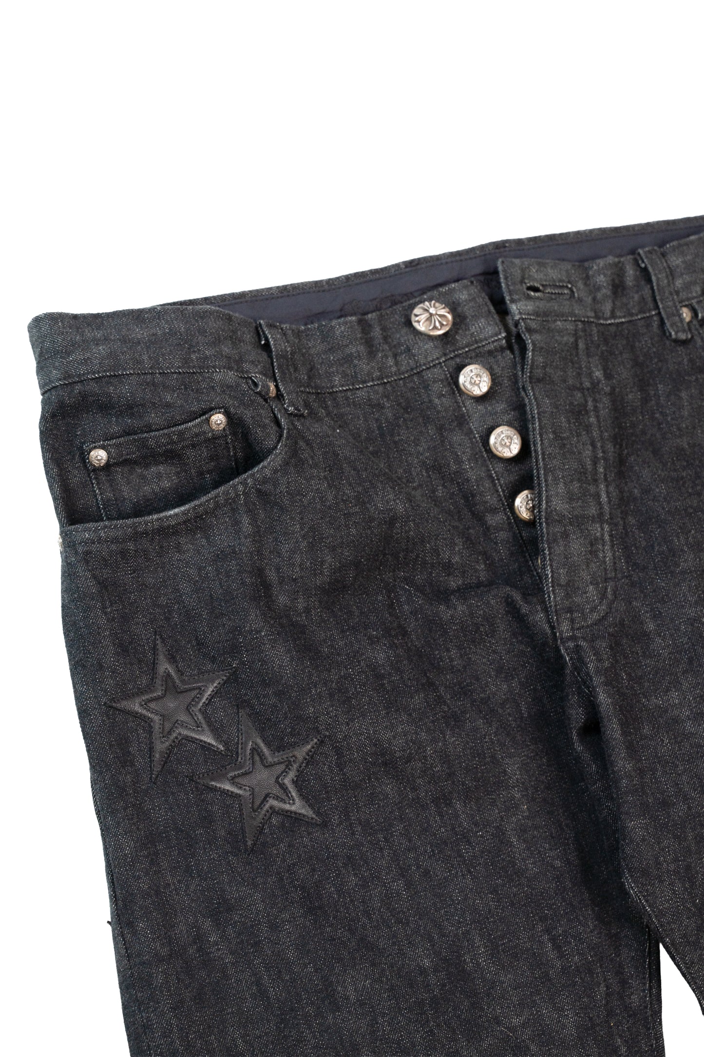 Black Star Patch Flame Knee Cargo Pants