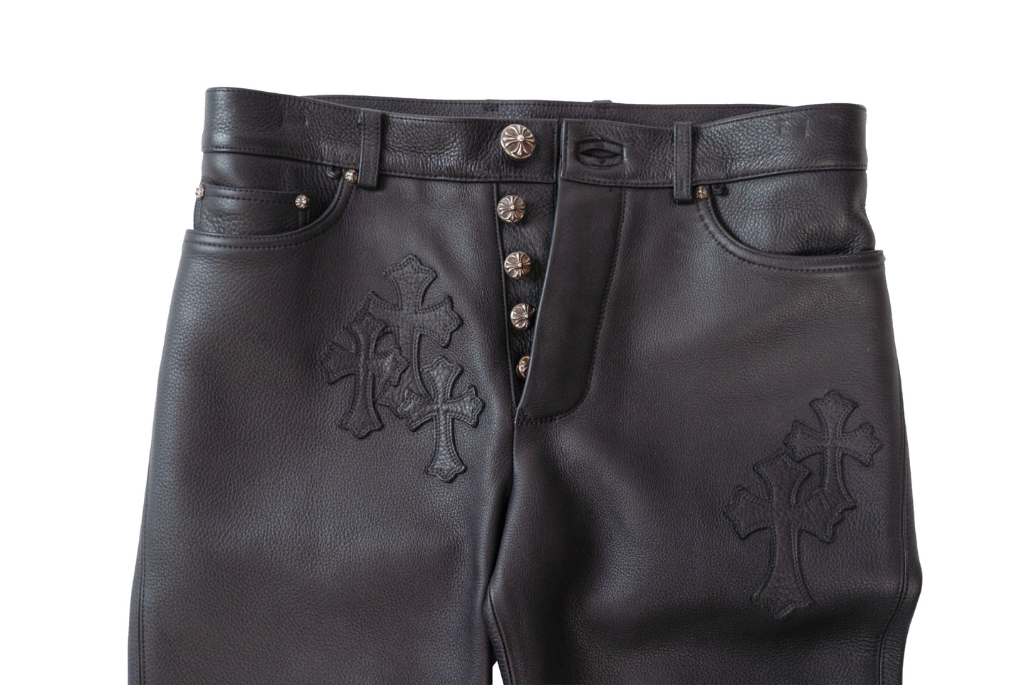 Leather Chino Cross Patch Pants