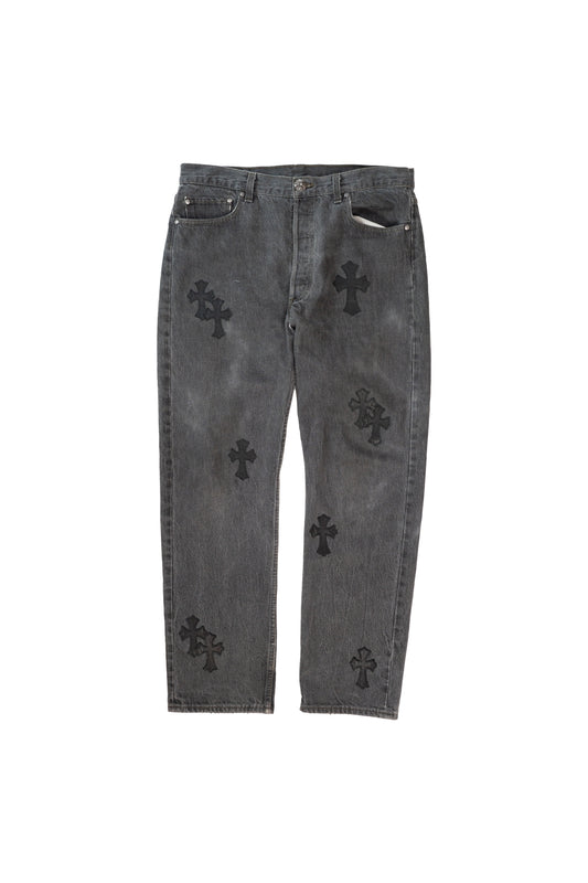 Dark Grey 501 Levi's Black Cross Patch Jeans