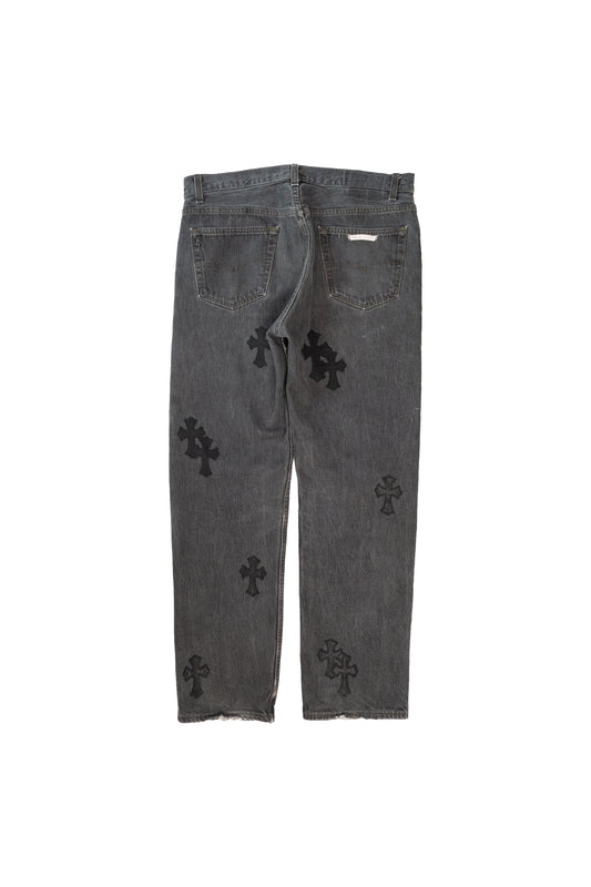 Dark Grey 501 Levi's Black Cross Patch Jeans