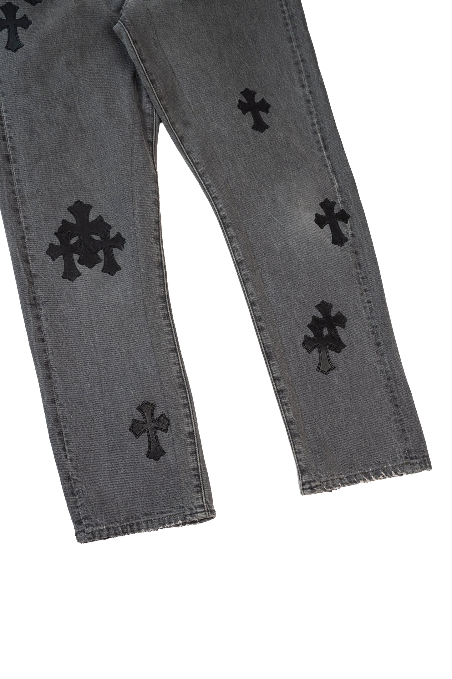 Grey 501 Levi's Black Cross Patch Jeans