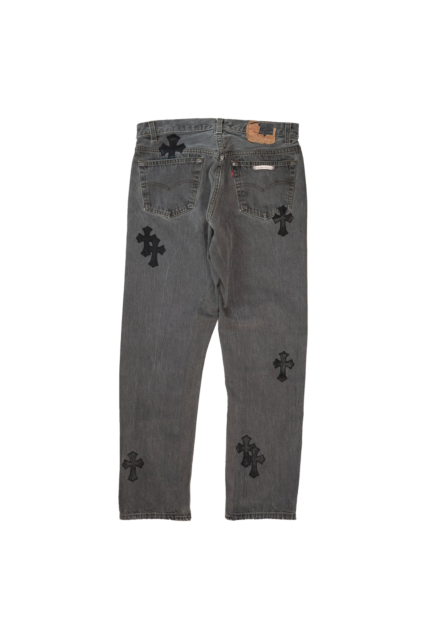 Grey 501 Levi's Black Cross Patch Jeans