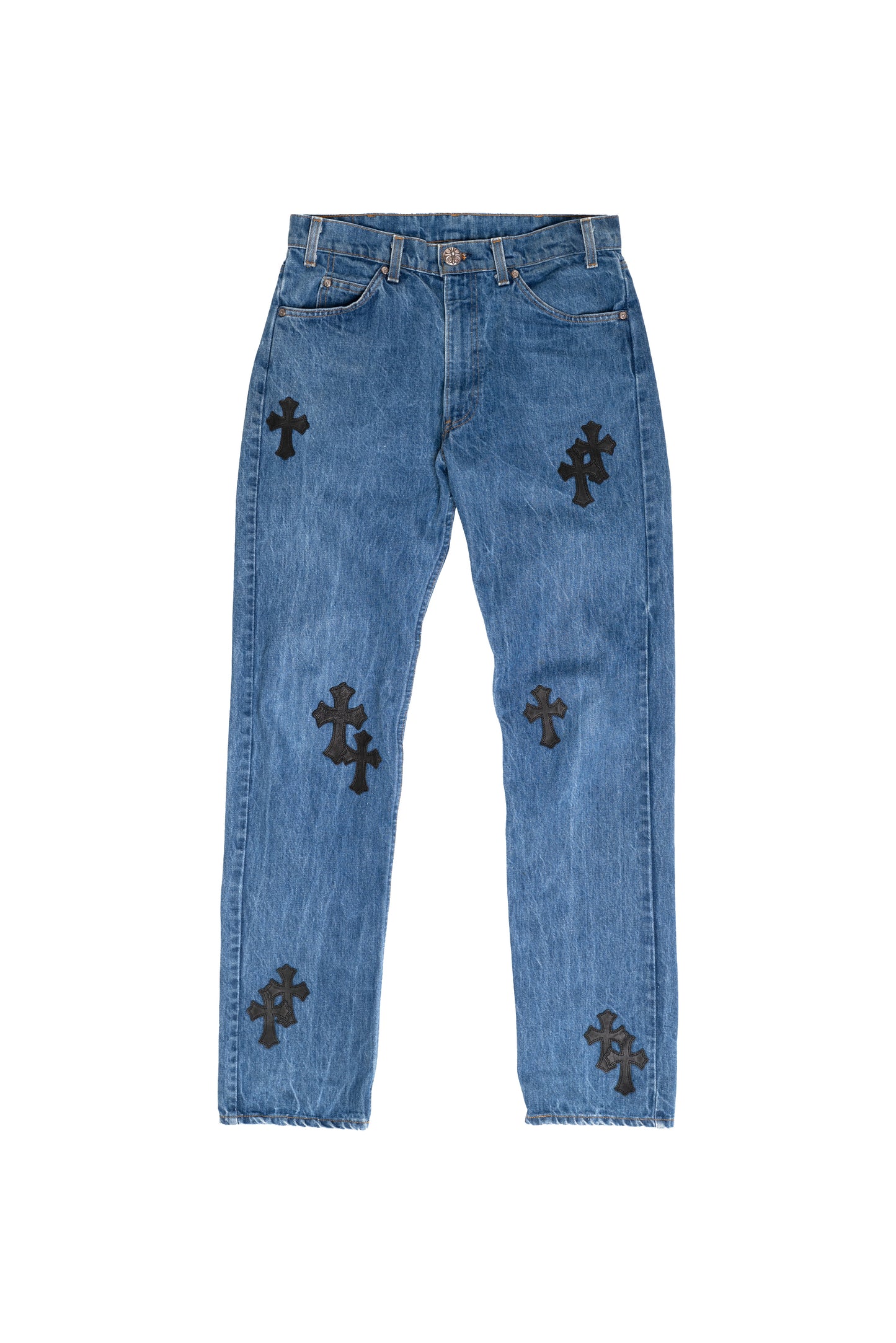 517 Levi's Orange Tab Black Cross Patch Jeans