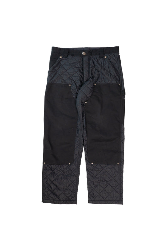 Black Nylon Quilted Chomper Carpenter Pants