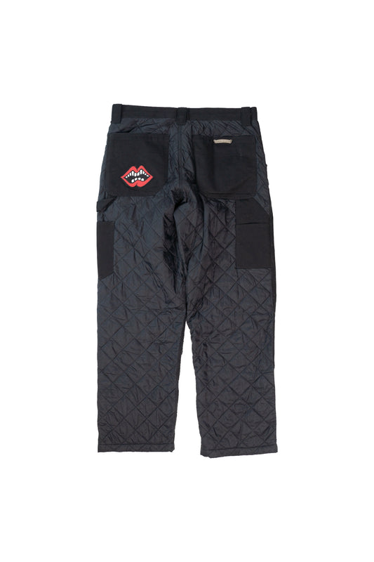 Black Nylon Quilted Chomper Carpenter Pants