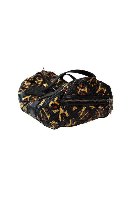 Plus Cross Patch Patent Leather Leopard Duffel Bag