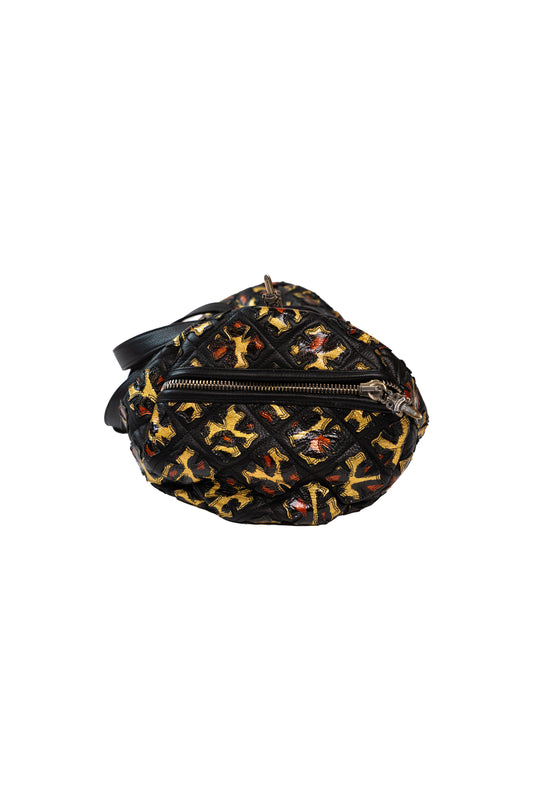 Plus Cross Patch Patent Leather Leopard Duffel Bag