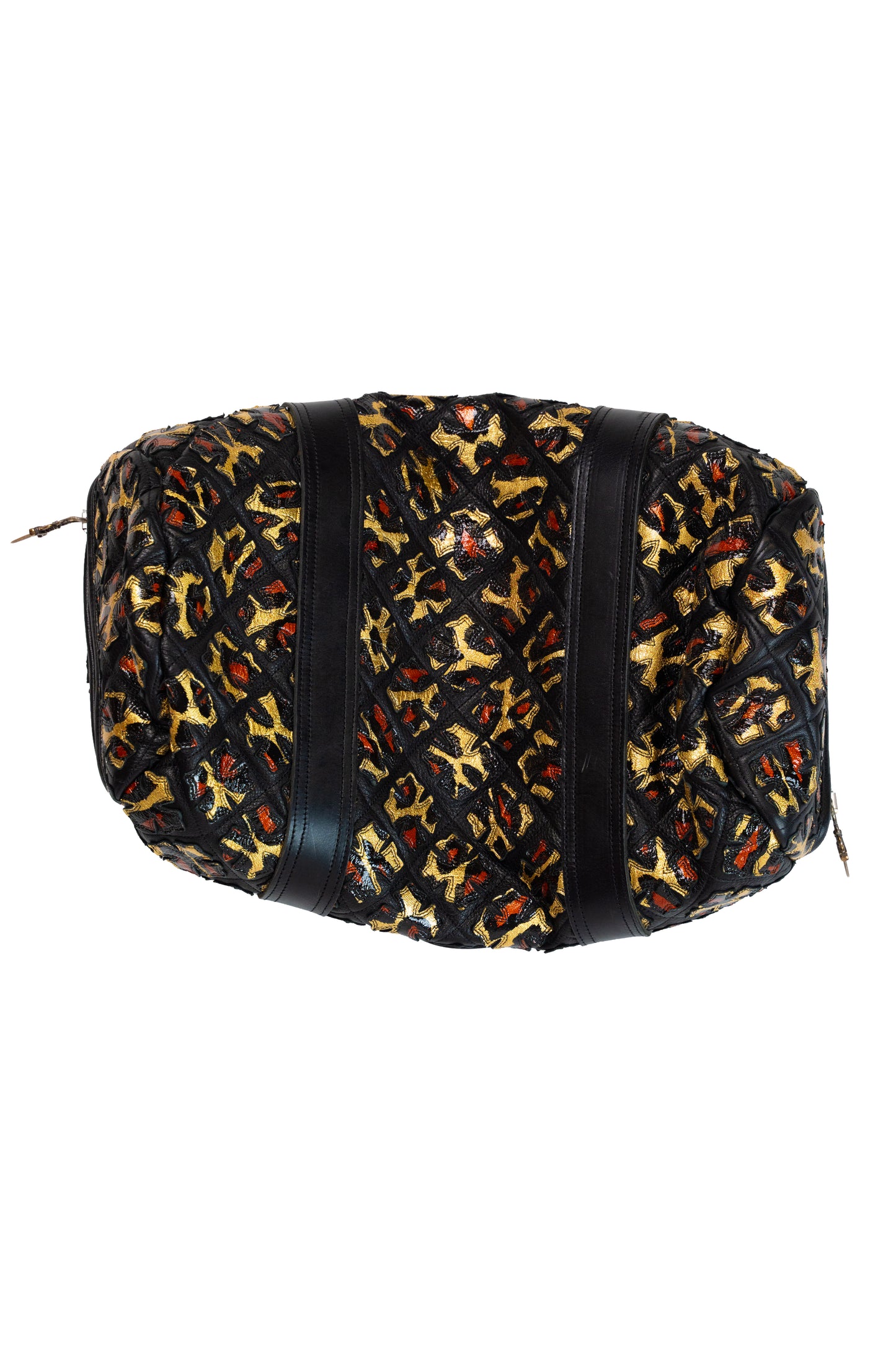Plus Cross Patch Patent Leather Leopard Duffel Bag