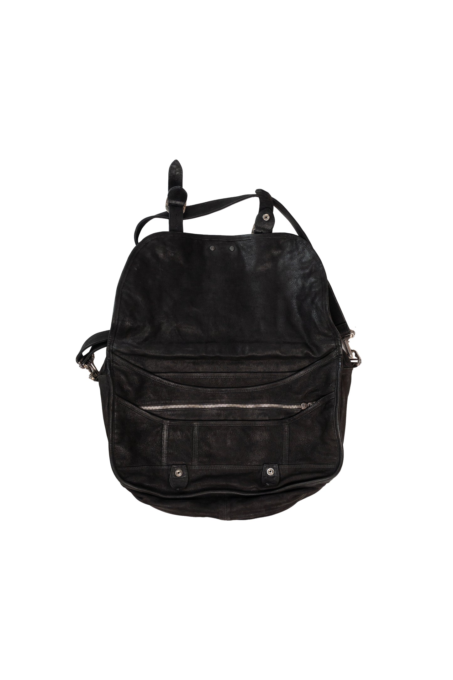 Black Flooded Black Cross Patches Leather Messenger Bag