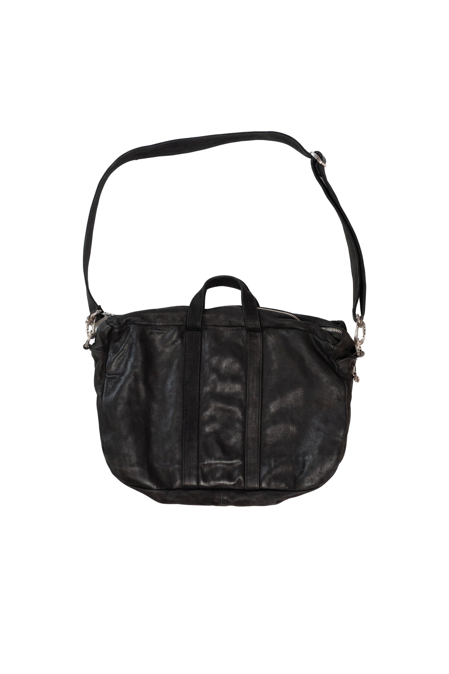 Black Flooded Black Cross Patches Leather Messenger Bag