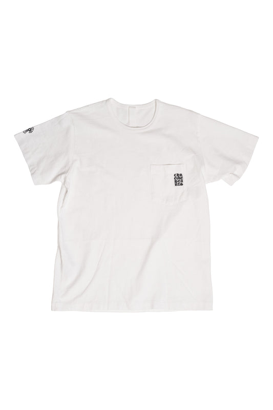 White Embrodiered Logo Pocket T-Shirt