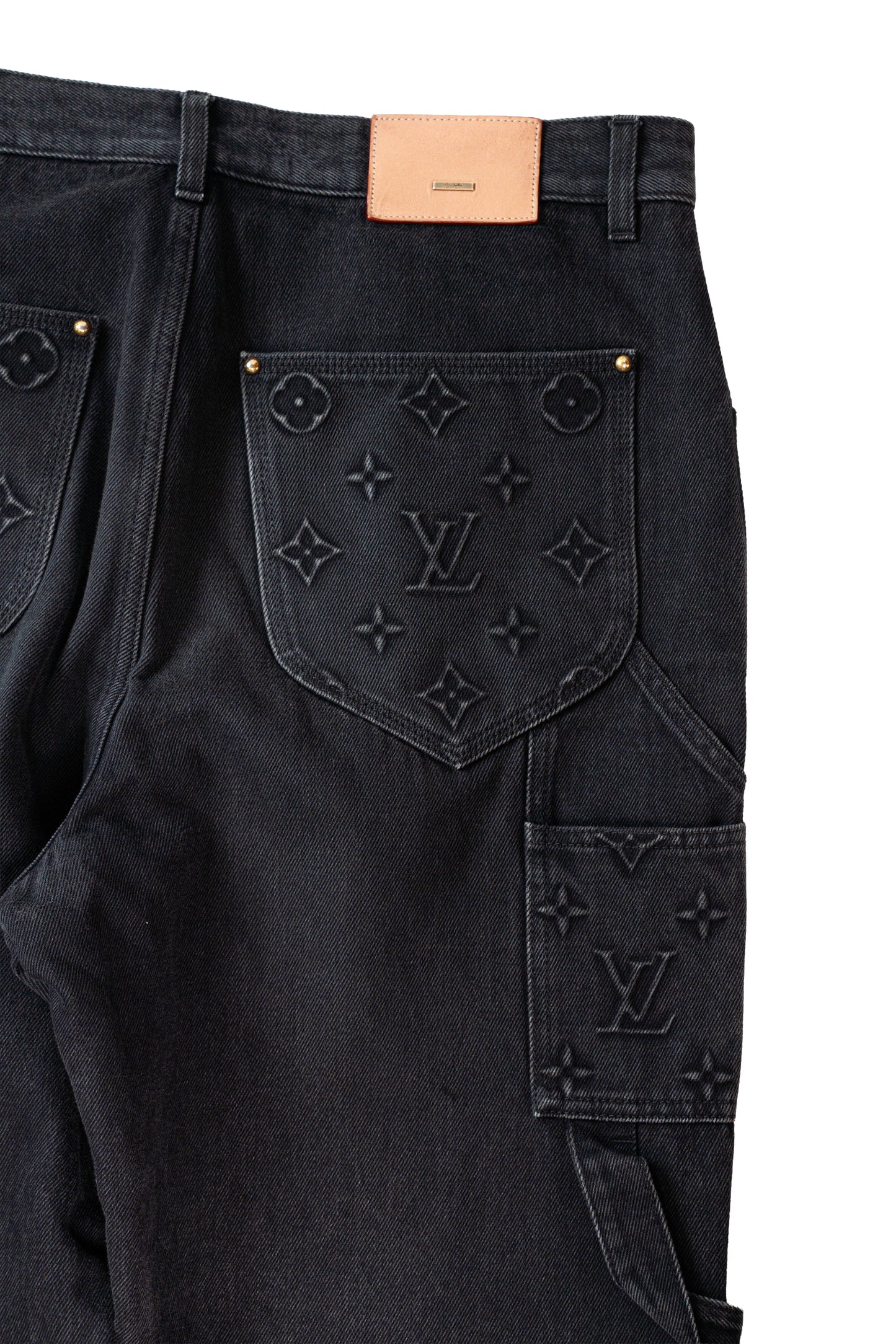 Grey Monogram Double Knee Jeans