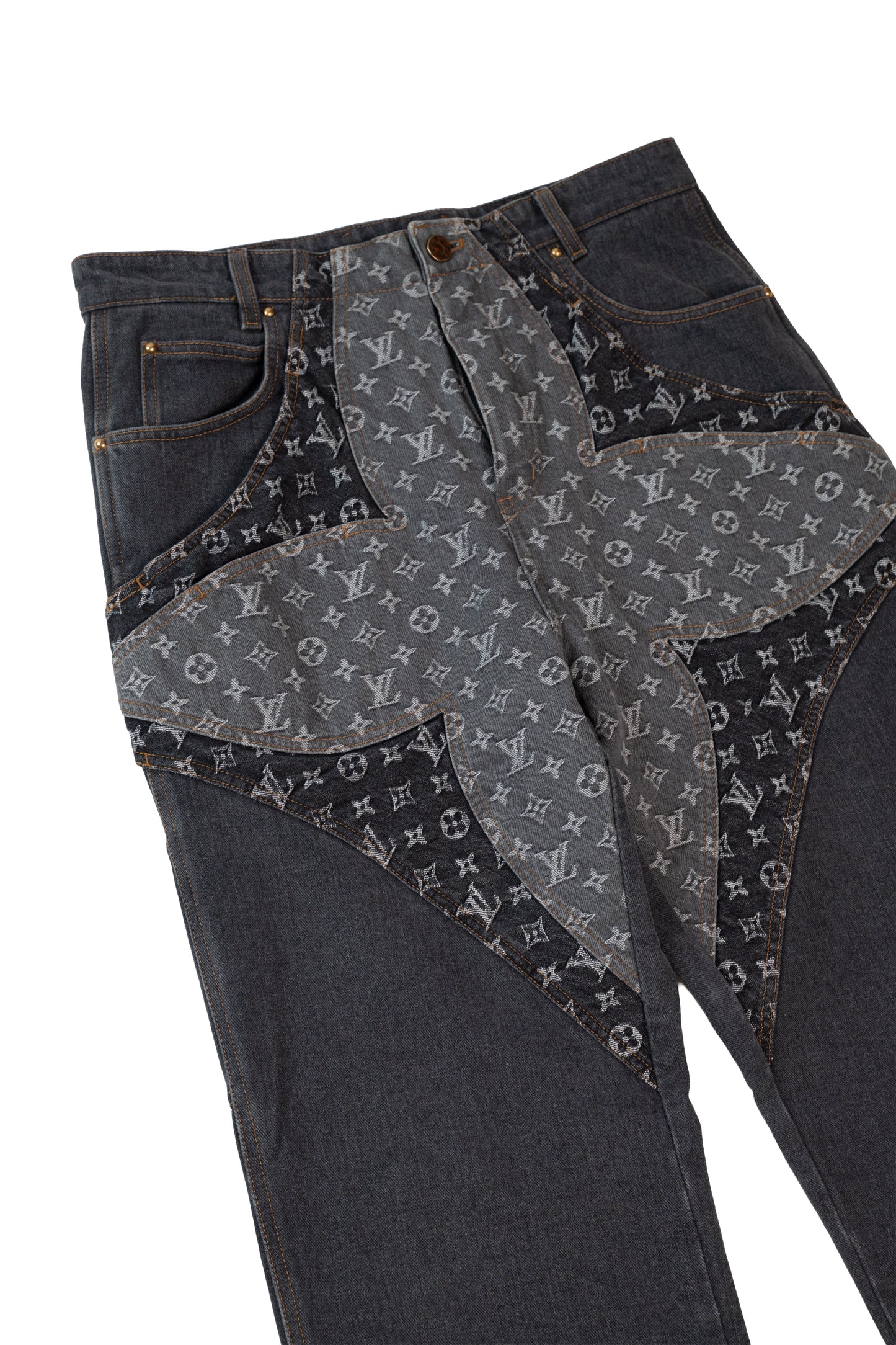 Grey Flower Monogram Jeans