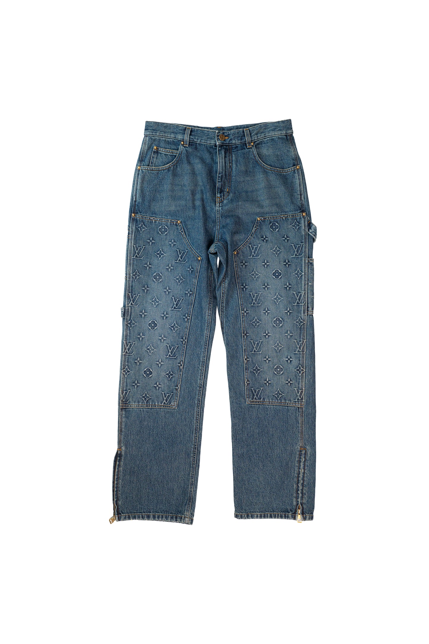 Blue Monogram Double Knee Jeans