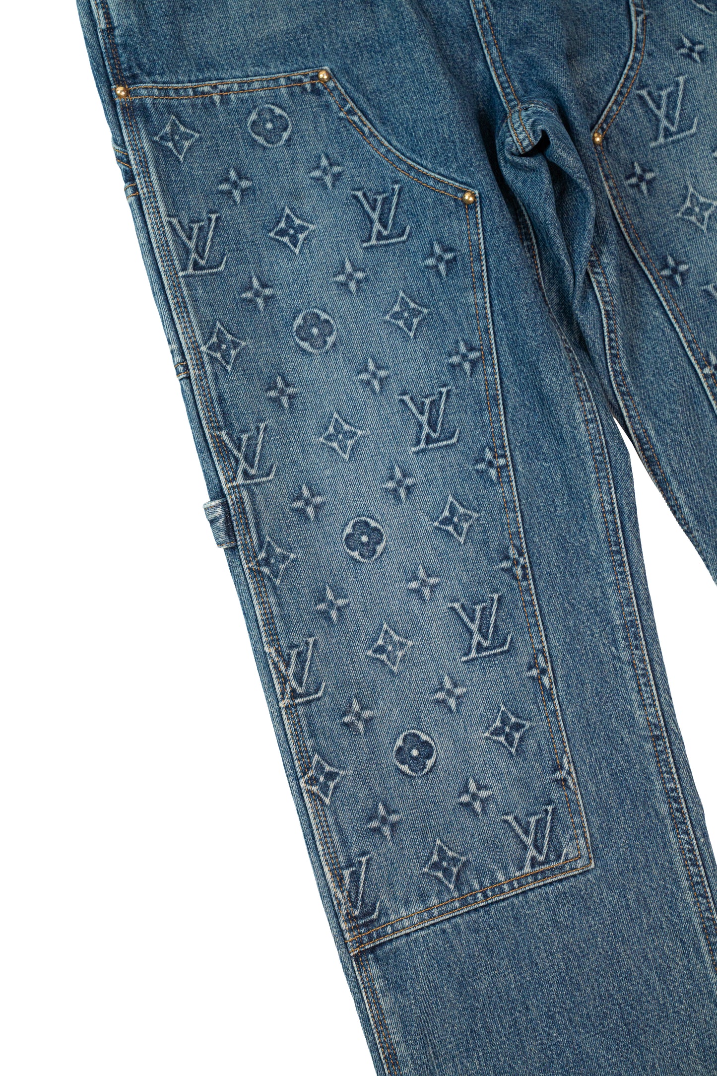 Blue Monogram Double Knee Jeans